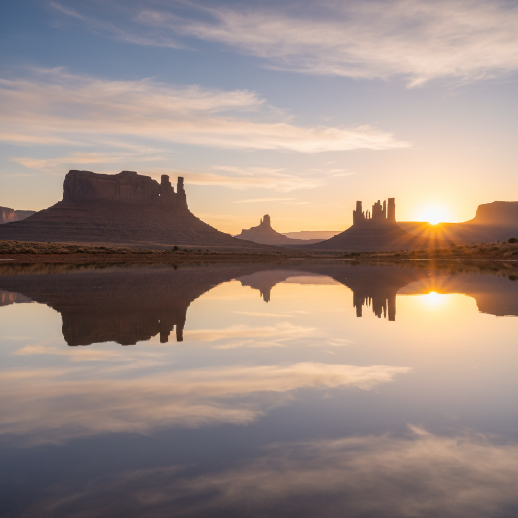 Reflet parfait d'une montagne enneigée dans un lac alpin calme, symbolisant la paix intérieure et l'équilibre